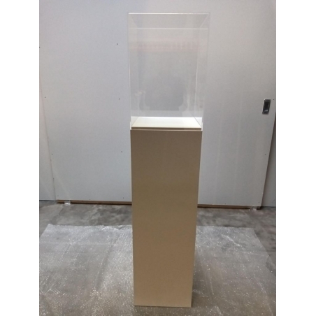 Solits sokkel wit mat, 35 x 35 x 110 cm (LxBxH) met plexiglas vitrinekap, 35 x 35 x 50 cm (lxbxh) - SALE