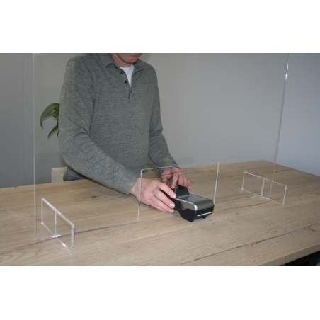 Staande plexiglas beschermwand / heldere afscherming voor balie - recht model Staande plexiglas beschermwand / heldere afscherming voor balie - recht model